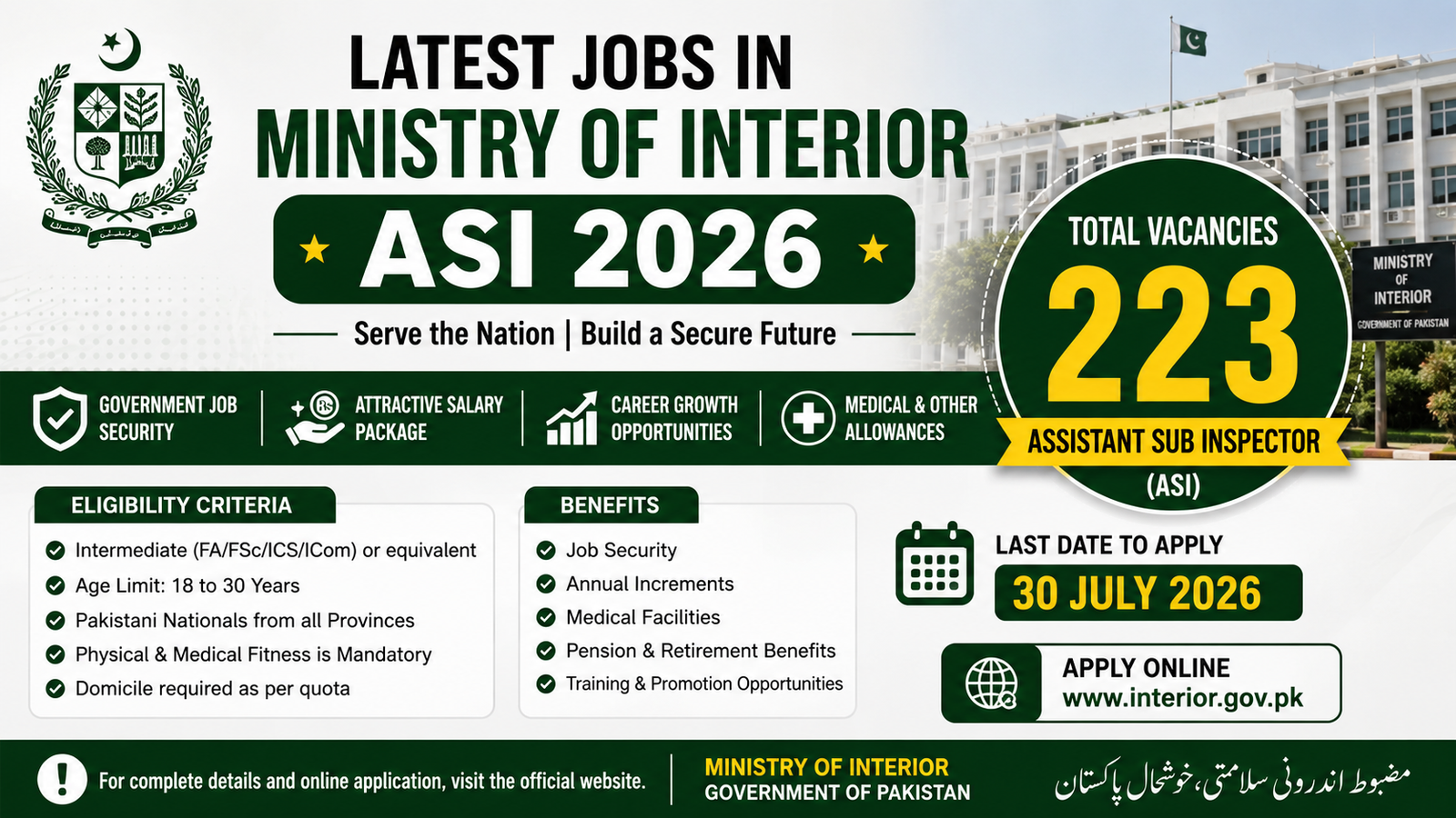 Latest Jobs in Ministry of Interior ASI 2026
